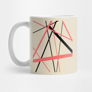 Criss Crossed Coral and Black Stripes Mug